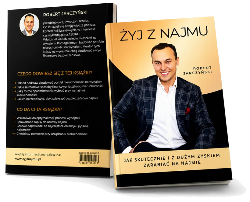Książka Żyj z najmu — Robert Jarczyński (przód i tył okładki)